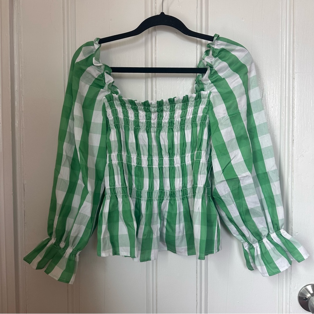 NWOT Who What Wear Gingham Blouse - Picture 2 of 8